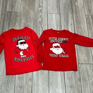 Two Carter’s Christmas Santa T-Shirts size 6
